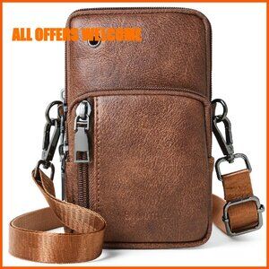 Compact PU Leather Crossbody Phone Purse with Adjustable Strap